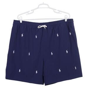 NWOT Polo Ralph Lauren Traveler Swim Trunks 4XLT Blue Pony Pockets Lined Shorts